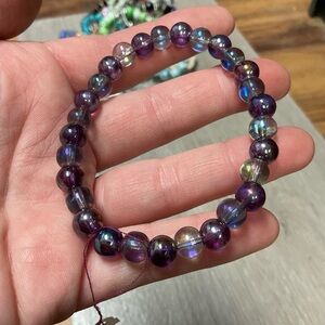 Oil spill glass Beaded Bracelet